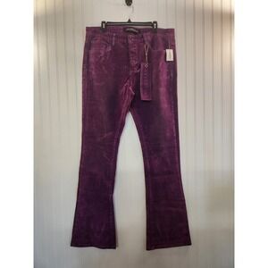 NEW Valabasas Women Purple Velvet Button Fly Bootcut Denim Jean‎ Size W38"x36"L